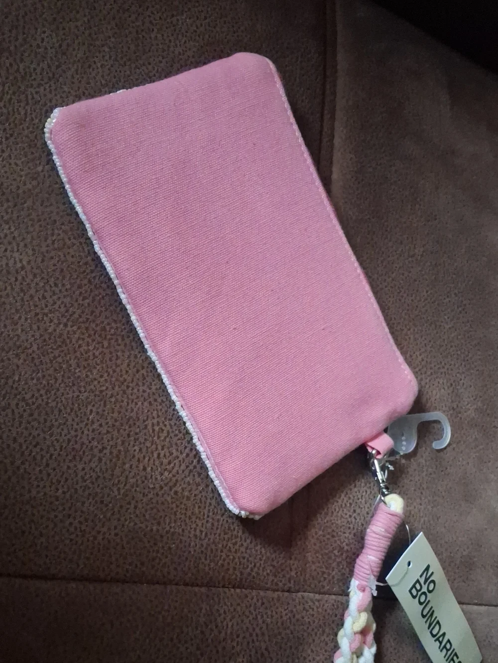 No Boundaries Pink Striped Lemon Wristlet Pouch